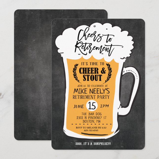 Saludos a la invitación a la jubilación de cerveza (Anverso / Reverso)