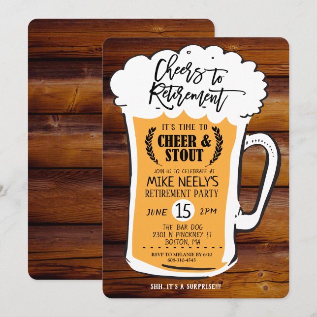 Saludos a la invitación a la jubilación de cerveza (Anverso / Reverso)