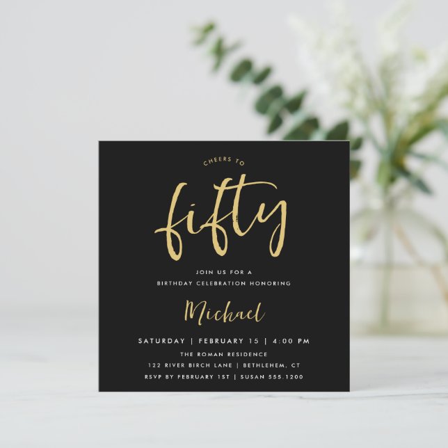 Saludos a la invitación a la plaza de oro negra 50 (Anverso de pie)