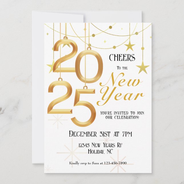 Saludos a la invitación de Año Nuevo (Anverso)