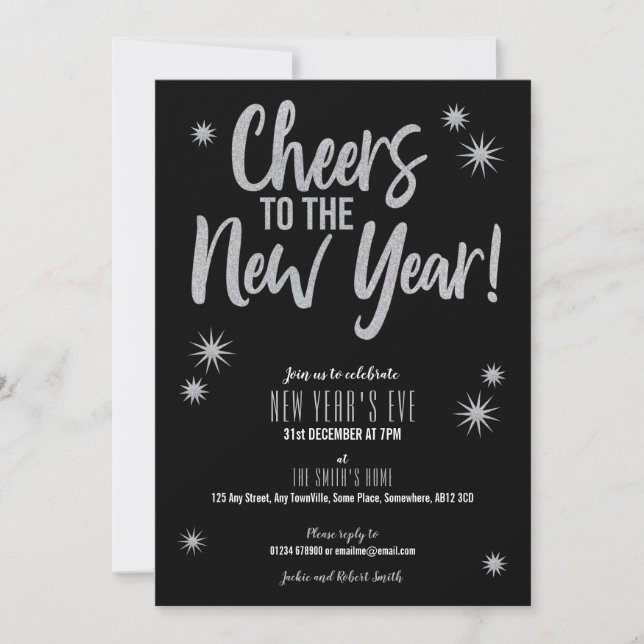 Saludos a la invitación de Año Nuevo Negro (Anverso)