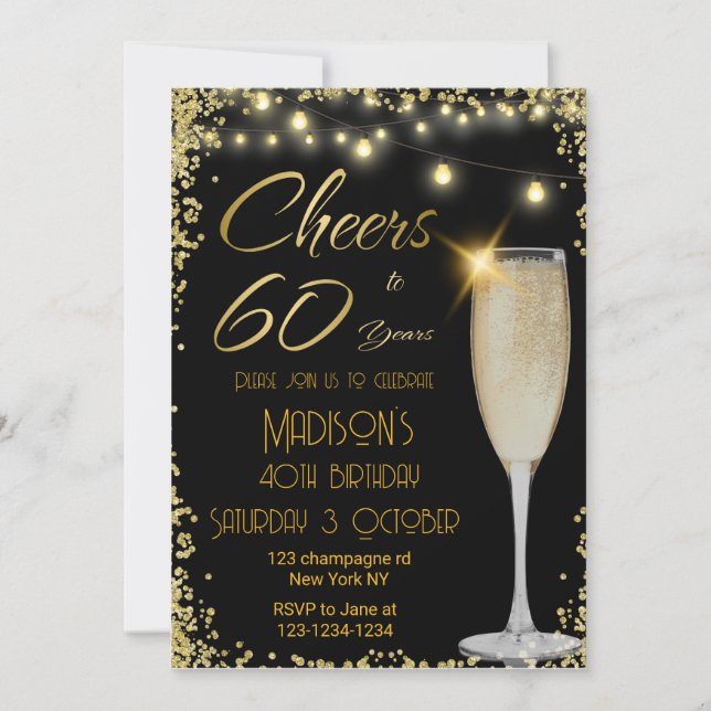 Saludos a la invitación de cumpleaños de 60 años (Anverso)
