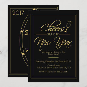 Saludos al Año Nuevo, elegante invitación al oro