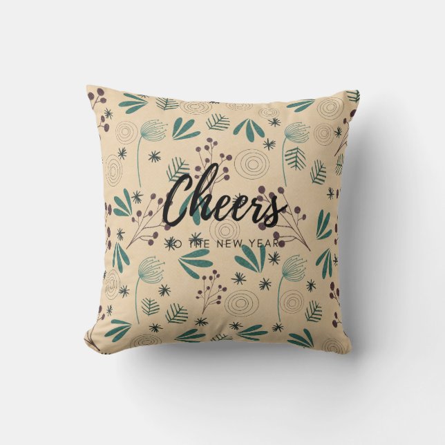 Saludos al Cojín decorativo de Año Nuevo (Anverso)