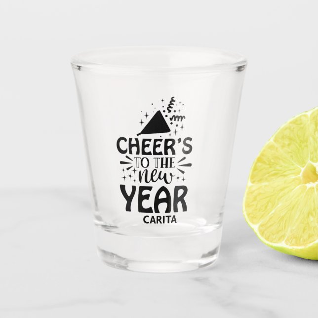 Saludos al vaso de agua personalizado de Año Nuevo (Anverso)