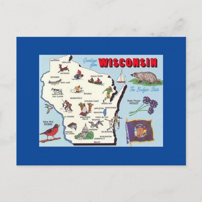 Saludos antiguos de la postal de Wisconsin (Anverso)