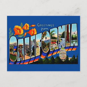 Saludos antiguos desde la postal de viaje de Calif