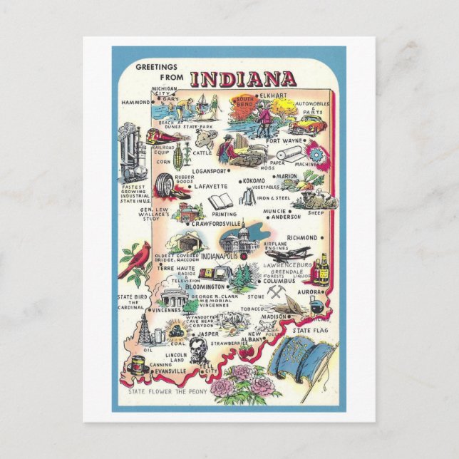 Saludos antiguos desde la postal del mapa de India (Anverso)