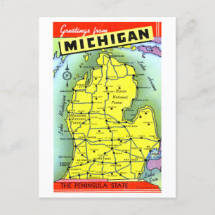 Saludos antiguos desde la postal del Mapa de Michi