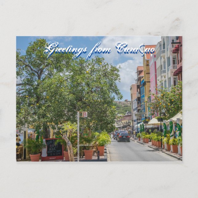 Saludos con tarjeta postal de Curacao (Anverso)