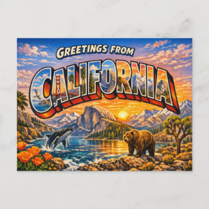 Saludos de California desde postal