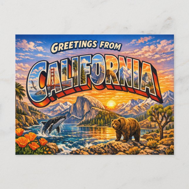 Saludos de California desde postal  (Anverso)