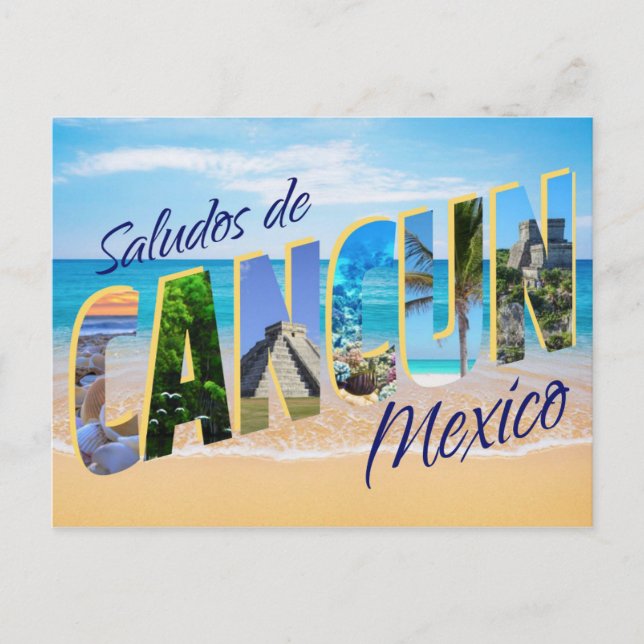 Saludos de Cancún, saludos desde la postal de Canc (Anverso)
