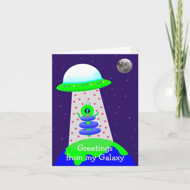 Saludos de cumpleaños Galaxy tarjeta alienígena de (Anverso)