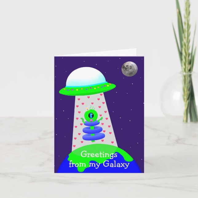 Saludos de cumpleaños Galaxy tarjeta alienígena de (Anverso)