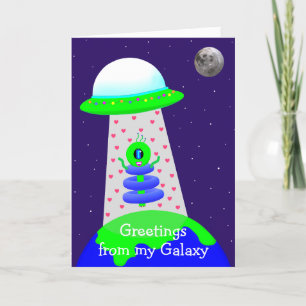 Saludos de cumpleaños Galaxy tarjeta alienígena de