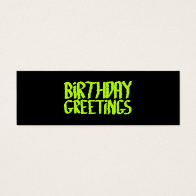 Saludos de cumpleaños. Verde y Negro. Personalizad (Frente)