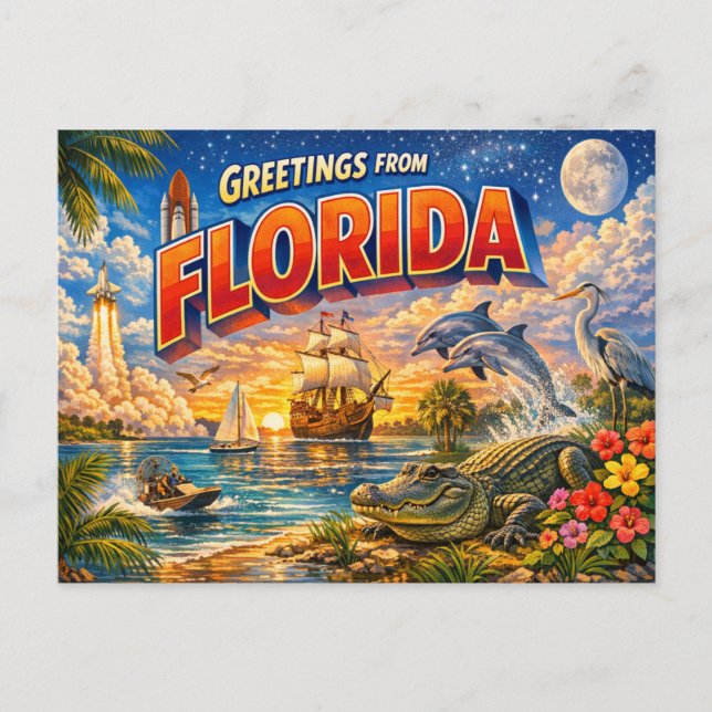 Saludos de Florida desde postal  (Anverso)