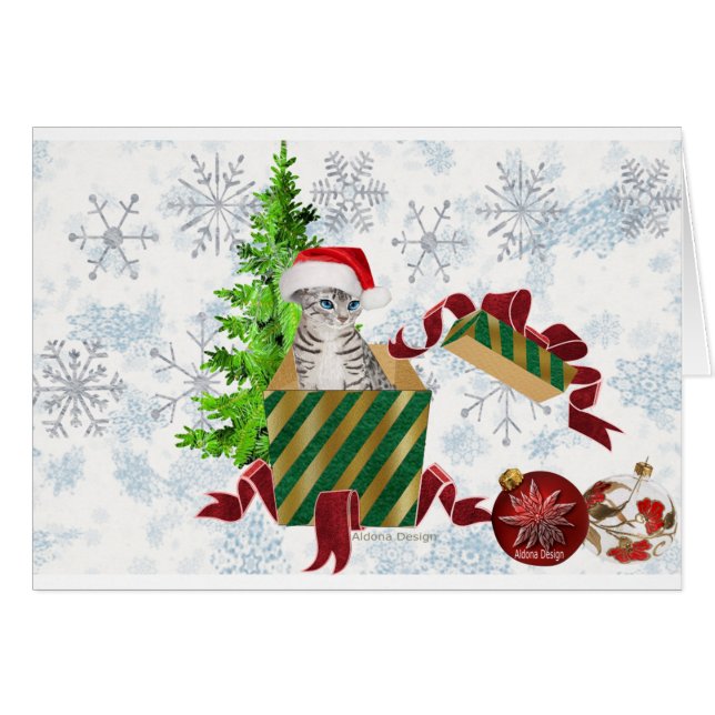 Saludos de gato de Navidad (Anverso (Horizontal))