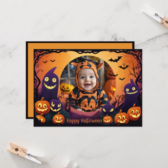 Saludos de Halloween con tarjeta de foto personali (Anverso/Reverso In Situ)
