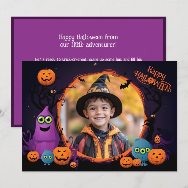 Saludos de Halloween con tarjeta de foto personali (Anverso / Reverso)