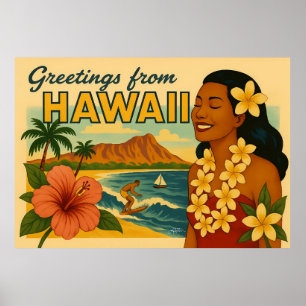 Saludos de la época moderna de Hawaii Turismo Arte