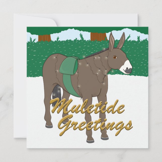 Saludos de Muletide - Tarjeta de Navidades (Anverso)