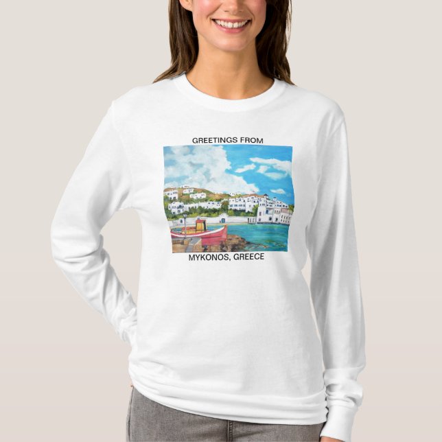Saludos de Mykonos, camisa de Grecia (Anverso)