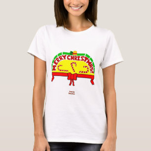 Saludos de Navidad Camisa Básica Blanca de las Muj