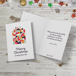 Saludos de Navidad con patrón geométrico.