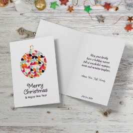 Saludos de Navidad con patrón geométrico.