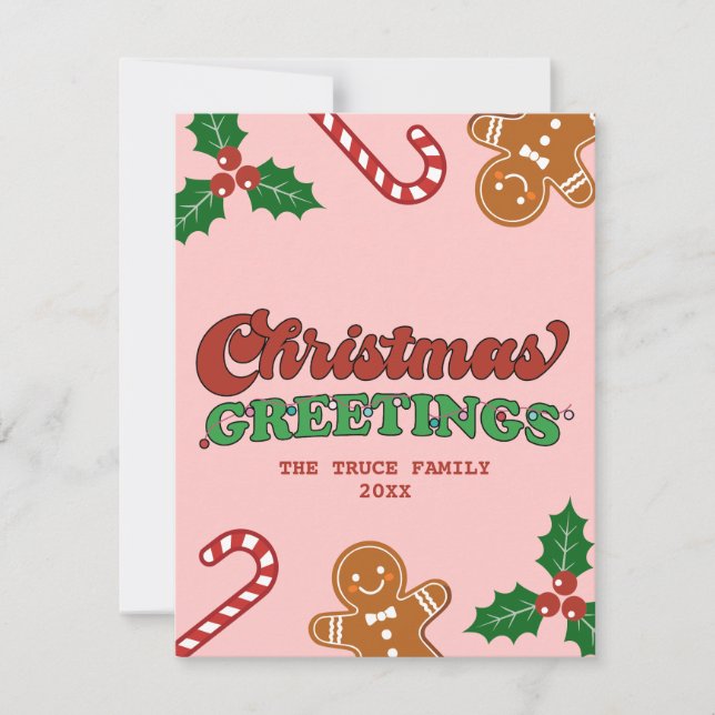 Saludos de Navidad Cute Retro (Anverso)