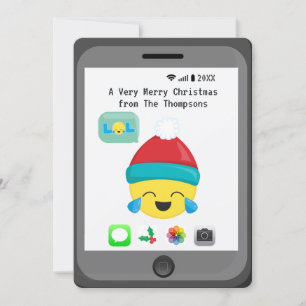 Saludos de Navidad felices con tema de Emoji