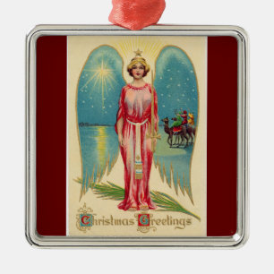 Saludos de Navidad Ornamento de Cerámica Angel