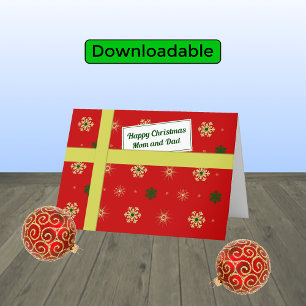 Saludos de Navidad para el paquete rojo de mamá y 