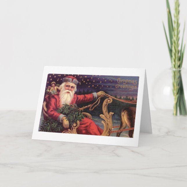 Saludos de Navidad Santa Sleigh (Anverso)