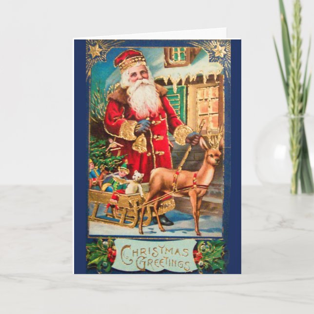 Saludos de Navidad - Santa y ciervo (Anverso)