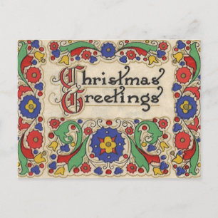 Saludos de Navidad vintage con frontera decorativa