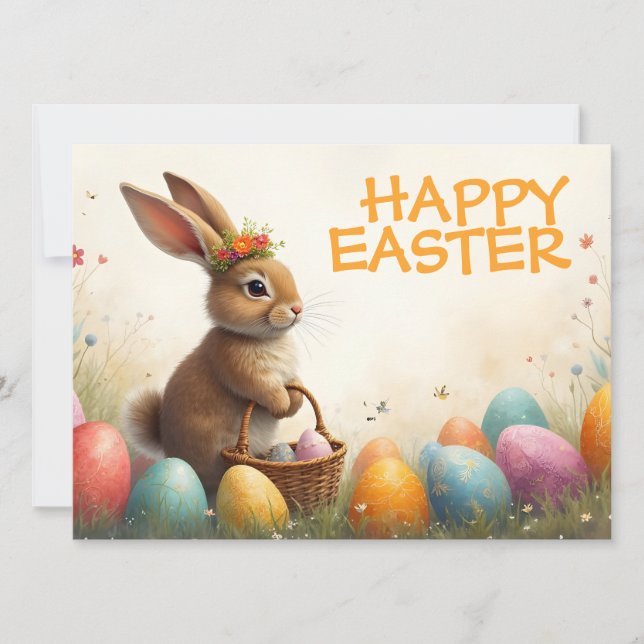 Saludos de primavera del conejo de Pascua (Anverso)