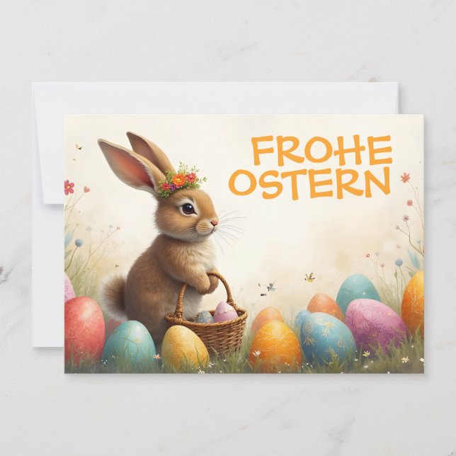 Saludos de primavera del conejo de Pascua (Anverso)