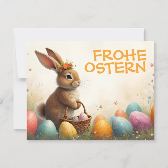 Saludos de primavera del conejo de Pascua (Anverso)