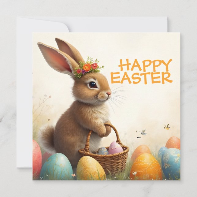 Saludos de primavera del conejo de Pascua (Anverso)