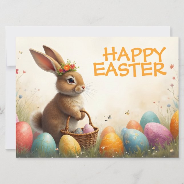 Saludos de primavera del conejo de Pascua (Anverso)