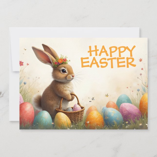 Saludos de primavera del conejo de Pascua (Anverso)