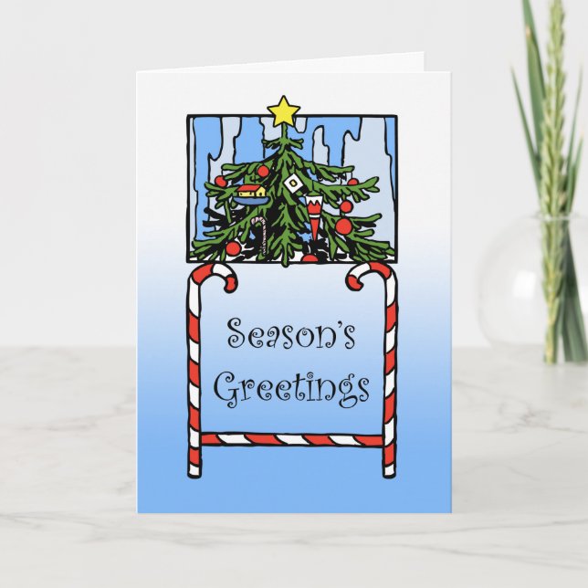 Saludos de temporada, árbol de Navidad con ornamen (Anverso)