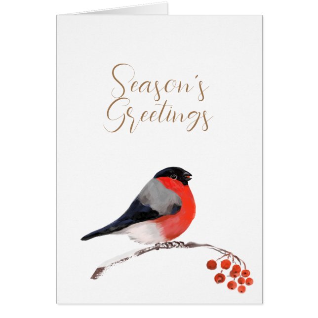 Saludos de temporada con tarjeta Bullfinch de colo (Frente)