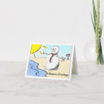 Saludos de temporada de las tarjetas de Navidades<br><div class="desc">Envíe saludos cálidos de vacaciones con el Snowman de mi temporada en una playa - desde las tarjetas de Navidades de Florida. En la parte delantera de la tarjeta de vacaciones, un muñeco de nieve disfruta del sol de Florida en la playa con una bebida festiva. El interior de la...</div>