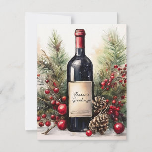 Saludos de temporada en una invitación de botella