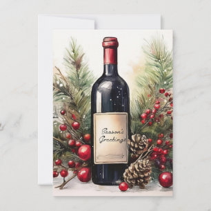 Saludos de temporada en una invitación de botella