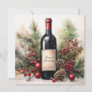 Saludos de temporada en una invitación de botella
